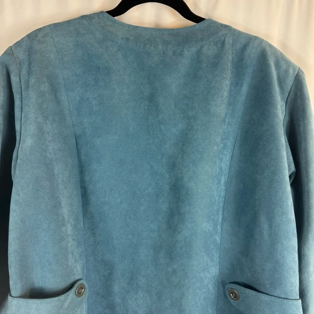 Dress Barn Women's 20 W dressy blazer jacket turquoise faux suede